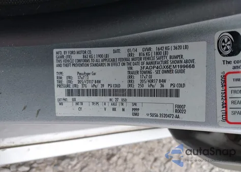 2014 Ford Fiesta St from USA, damaged, VIN 3FADP4GX6EM199668